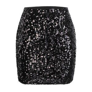 🍒 2/$20 🍒 Black Sequin Bodycon Stretchy Mini Skirt sz Medium